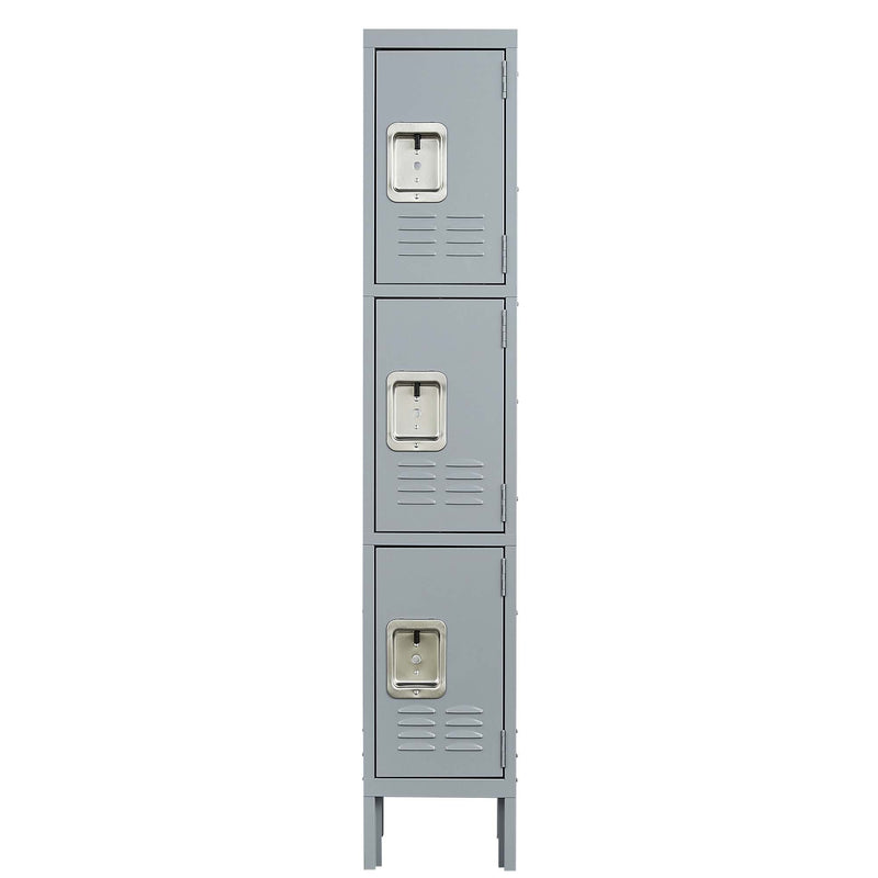 Versatile 3 Door 66'H Metal Lockers with Locks for Secure Storage in Gray