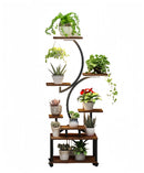 8-Tier Indoor Plant Stand with Grow Lights, 61 in S-Shaped Metal Shelf for Multiple Plants, Black
