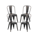 Set of 4 Sanded Matte Black Industrial Metal Dining Chairs 18 Inch Seat Height Stackable, Indoor Outdoor, Lightweight Easy-Clean Surface, Easy Assembly, Durable Modern Design, For Kitchen Restaurant