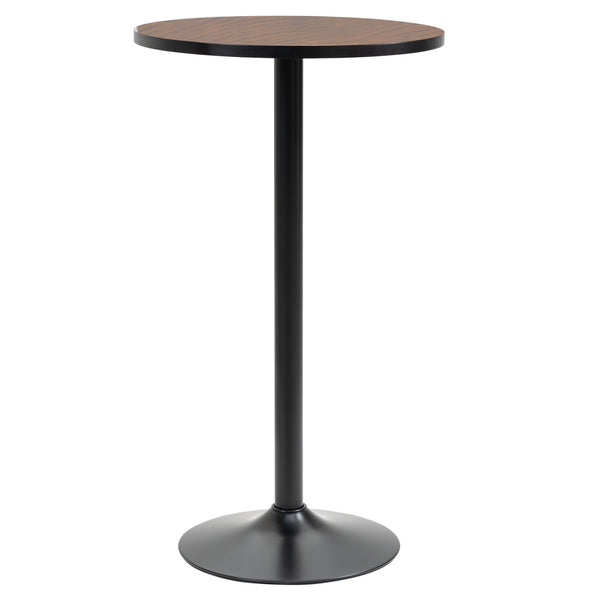 HOMCOM 42' H Bar Height Round Bar Table, Rustic Industrial Pub Table, Elm Wood Top Bistro Table with Metal Base