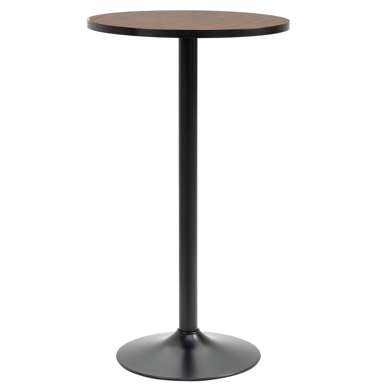 HOMCOM 42' H Bar Height Round Bar Table, Rustic Industrial Pub Table, Elm Wood Top Bistro Table with Metal Base