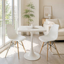 Square Dining Table, 23.6' Tulip Table with Thickened Edge Decor Tabletop & Metal Pedestal, Mid Century Modern Bistro Table for Kitchen, Small Places, Living Room, Cafe ( WHITE Color)