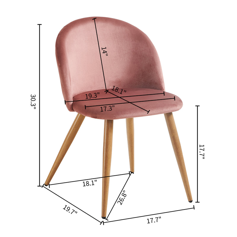 Set of 2 Modern Velvet Dining Chairs with Wooden Legs