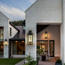 1-Pack 22.0' Outdoor Wall Lantern with Dusk to Dawn Sensor, Matte Black Finish, Clear Glass Panels, Weatherproof Exterior Light for Porch, Patio, Garage, 2-Light Design (Bulb Not Included)