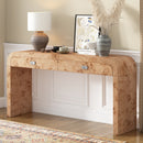 U_STYLE 60''Wooden Entryway Table with Burl Veneer, Console Table with 2 Large Drawers and Metal Handles,Multi-Functional Sofa Table with 2 Sturdy Legs,Suitable for Living Room, Foyer,Hallway, Office