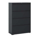 Modern Black 4-Drawer Lateral File Cabinet with Lock, Metal Filing Cabinet for Legal/Letter/A4/F4