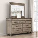 Traditional Bedroom Dresser W Mirror Ball-Bearing Slides Bun Feet Wooden Furniture Oak Color