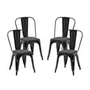 Set of 4 Matte Black Industrial Metal Dining Chairs 18 Inch Seat Height Stackable, Indoor Outdoor, Lightweight Easy-Clean Surface, Easy Assembly, Durable Modern Design, For Kitchen Restaurant