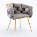 Luxury Modern Simple Leisure Velvet Single Sofa Chair Bedroom Lazy Person Household Dresser Stool Manicure Table Back Chair Gray