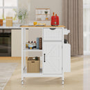 Kitchen Island Cart with  Mobile Carts with Storage Cabinet, Rolling Kitchen Table with Spice Rack, Towel Rack, and Drawer, Portable Islands on Wheels, White