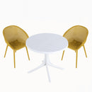 Two-Pack Earthy Yellow Modern Lounge Chair Set with 36 Inch Round Table, Earthy Yellow/White23.23*23.23*30.91 (in)/35.43*35.43*29.53(in),pp