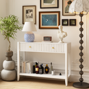 29.53' Tall Console Table with Drawers, Narrow Wood Accent Sofa Table Entryway Table with Storage Shelf for Entryway, Front Hall, Hallway, Living Room, White