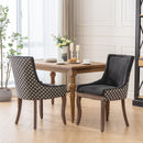 Ultra Side Dining Chair, Thickened fabric chairs with neutrally toned solid wood legs, Bronze nail head, Set of 2, SW2207BK,Charcoal Black