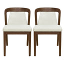 Upholstered Backrest Armless Dining Chairs (Walnut+Camel)