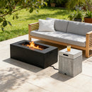 U_STYLE 2-Piece Fire Pit Set: 41.9' Propane Fire Pit (40,000 BTU) with Burner & Lava Rocks and  15.75' MGO Tank Cover Table for 20 lb Tank, Waterproof Cover, for Patio & Backyard
