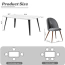 5-Piece Dining Set – Faux Marble Table with Grey Fabric Chairs | Modern & Chic