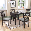 Foldable Dining Table Set for Small Space, 5 Piece Extendable Dining Set Farmhouse Style, Small Kitchen Table Set with Drop Leaf Dining Table and 4 Dining Upholstered Chairs, Espresso