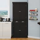 71' Kitchen Pantry Storage Cabinet , with 4 Doors, Drawer, 2 Adjustable Shelves, Freestanding Cupboard for Dining Room Living Room, Laundry-Black
