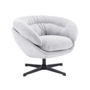 Modern Chenille Office Chair, 360° Swivel Accent Chair with Removable Cushion, Gray Cotton Fabric, Black Metal Base, 33 x 29.75 x 27.5 Inches