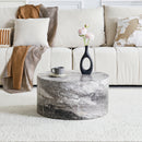 Simple Grey Marble Round MDF Coffee Table: 23.6' Diameter × 11.8' Height, Modern Minimalist Style, Perfect for Living Room, Apartment & Home Decor.No Need Assembly.