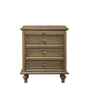 Farmhouse Nightstands Set of 2 with 4 Drawer, Wood Storage End Table with Hidden Pull-Out Shelf, Wood Feet and Metal Handle, Light Brown