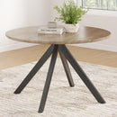 47.2' Solid Wood Round Dining Kitchen Table for 4-6 People with Intersecting Pedestal Base