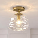 Ceiling Light, 8'x10', Modern Light Fixture with Clear Glass Shade, E26 Gold Base, Mid Century Small Semi Flush Mount Lamp for Entryway, Hallway, Bedroom, Dimmable
