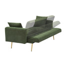 Elegant Green Teddy Fleece Sofa Bed with Two Charming Throw Pillows, Metal Legs, 71.7 Inches
