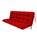 3 Seater Outdoor Porch Swing Cushion with Backrest, Red Waterproof Polyester Blend Cushion, 5 Inch Thick Patio Bench Seat for Garden Backyard Furniture