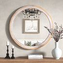 30' Round Solid Wood Farmhouse Wall Mirror,Rustic Boho Circle Decorative Mirrors for Bathroom,Shabby Chic Wall Mounted Mirror for Bathroom Vanity Living Room Entryway