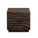Modern Solid Wood Nightstand with 2 Drawers, No Handles, Brown, 23.62 x 15.75 x 22.83 inches