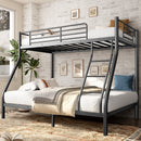 Metal Bunk Bed, Twin Over Full Size Support for Adults Teens, Black