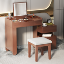 3-in-1 Makeup Vanity Desk with Flip-Top Mirror, LED Lighting, Adjustable Length & Ample Drawers - Stylish Multi-Functional Dressing Table for Home, Walnut