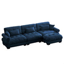 Super Comfort Oversized Modular Velvet Sectional Sofa Couch with Movable Ottoman, Deep Seat Cloud Couch, Corner Sectional with Bolstered Armrests, Blue