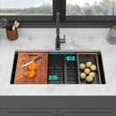 Double Bowl (60/40) Undermount Kitchen Sink- 36'x19'x10' Gunmetal Black 16 Gauge with Two 10' Deep Basin