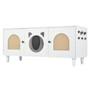 Furniture Style Cat Cabinet Cream White Cat Litter Box with Sisal Scratching Door MDF