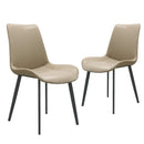 Tan PU Leather Dining Chair with Metal Legs, Modern Upholstered Chair Set of 2 for Kitchen, Restaurant, Living, Meeting Room