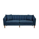 Contemporary 3-Seater Sofa with Button-Tufted Design in Navy Blue Fabric