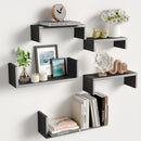 Wood Floating Wall Shelves Set of 5 Wall Mounted Storage Shelves for Bathroom Bedroom Living Room Kitchen Office Home Decor