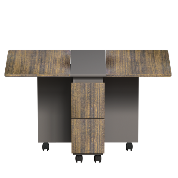 Contemporary 5-Piece Folding Extendable Dining Table Set with Chairs for 4, Brown, MDF, 55''