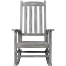 Wooden Light Gray Oversized Porch Rocker Chair With Wide Seat and Tall Backrest, High Back Smooth Rocking Chairs for Outdoor & Indoor