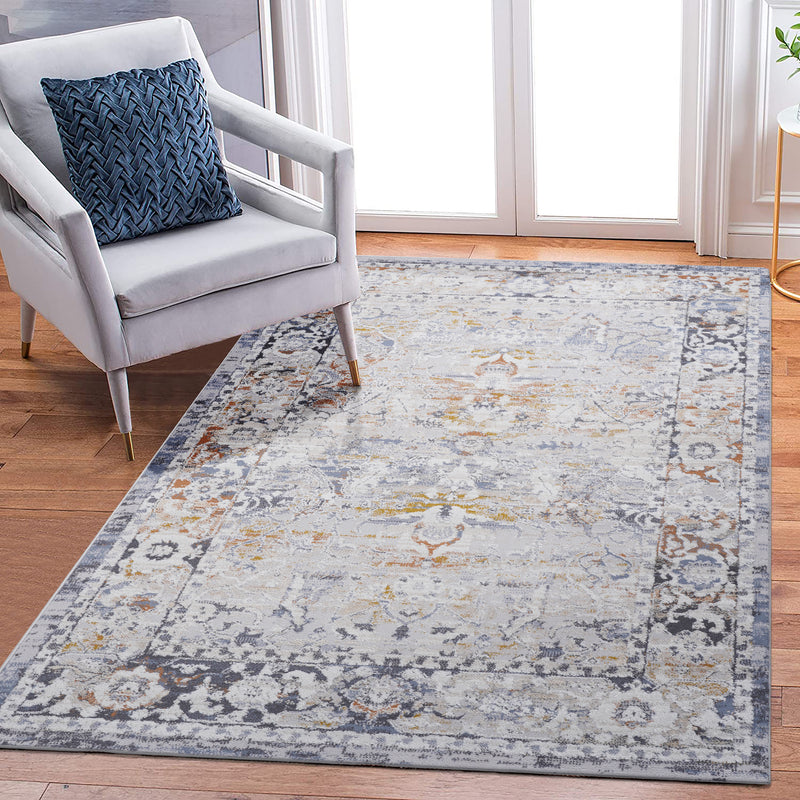 PAYAS Collection 6X9 Ivory / Grey / Traditional Area Rug