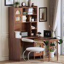 Computer Desk with 90 Degree Rotating Desktop, 43x70 Inch Office Desk with Storage Drawer and Cabinets, Gaming Desk with Shelves, Writing Desk for Study, Work Desk for Home (Old SKU:N733P279101D)