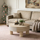 Round Coffee Table with flip top and hidden storage compartment