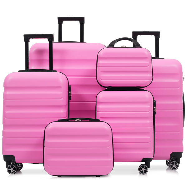 6-Piece ABS Hardshell Luggage Set - Lightweight & Durable Suitcases with Dual Spinner Wheels, Carry-On & Check-In Sizes for Travel & Business