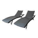 Wicker Chaise with Adjustable Reclining Seats, Set of 2, Grey