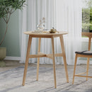 Wood Counter Height Round Dining Table, Natural Oak Finish, 35.4'D x 35.4'W x 36'H