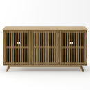 Mid-Century Modern Solid Knot-Free Pine Wood TV Stand with Adjustable Shelf, Natural Finish, 58.86' L x 15.98' W x 30.12' H