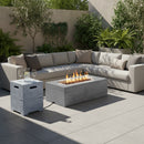 U_STYLE 2-in-1 Outdoor Fire Pit & Propane Tank Stand Set,41.9''Outdoor Rectangular Propane Fire Pit 40000 BTU With 15.75''MGO Propane Tank Cover Table Suitable For Courtyard,Lawn,Patios, Decks.