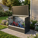 Outdoor Galvanized Steel Storage Shed with Flip Top & Foldable Front Door, Large Capacity Metal Tool Cabinet for Indoor & Backyard Storage 594.39 US Gal  2.25m³